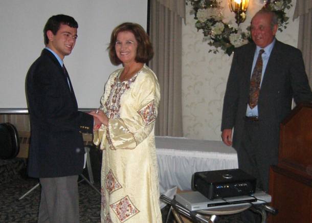 Nov. 2, 2008 Reunion - Elaine presenting a scholarship.